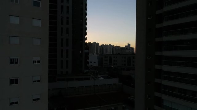 Flying Over Sunset in Ribeirao Preto city, Sao Paulo, Brazil