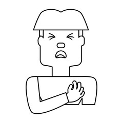 Man with heart attack face cartoon