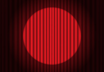 Abstract spotlight on red curtain design for luxury background vector illustration.