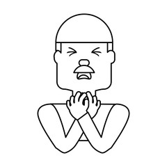 Man with heart attack face cartoon