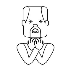 Man with heart attack face cartoon