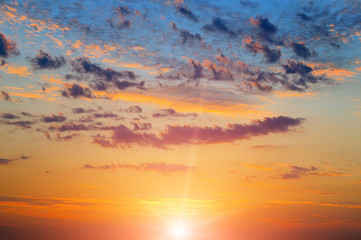 beautiful sunrise and cloudy sky