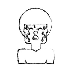 Man with heart attack face cartoon