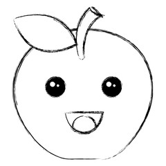 apple fresh fruit kawaii character