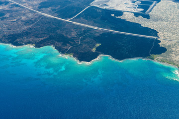機上からのハワイの眺め