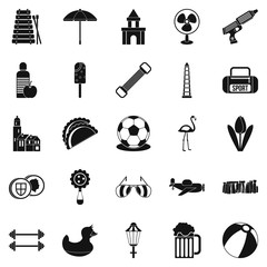 Play icons set, simple style
