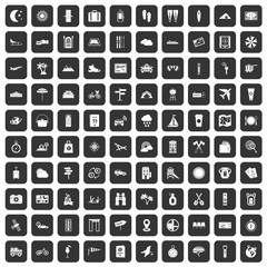100 tourist trip icons set black