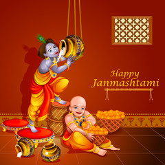 Obraz na płótnie Canvas Happy Krishna Janmashtami greeting background