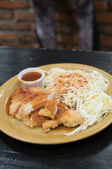 spaghetti with fried pork japanese stylep
