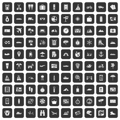 100 travel icons set black