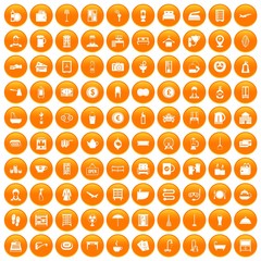 100 inn icons set orange
