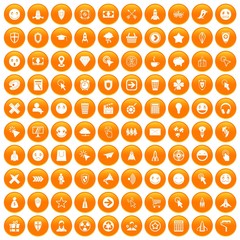 100 interface pictogram icons set orange