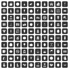 100 vegetarian cafe icons set black