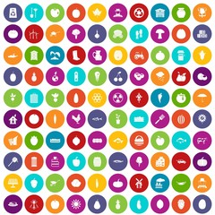 100 vitamins icons set color