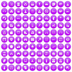 100 mother and child icons set purple