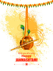 Happy Krishna Janmashtami greeting background