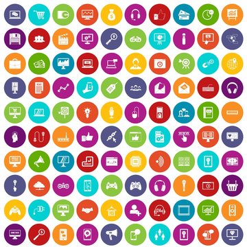 100 web and mobile icons set color