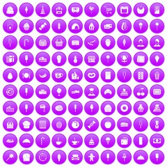 100 dessert icons set purple