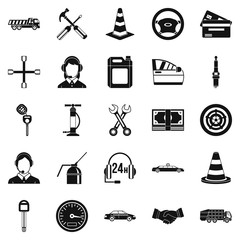 Motor icons set, simple style