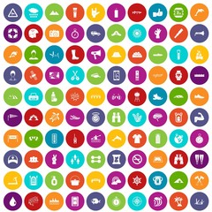 100 rafting icons set color