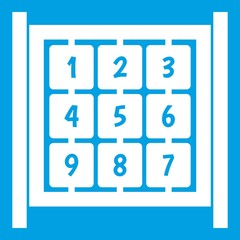 Cubes with numbers on playground icon white