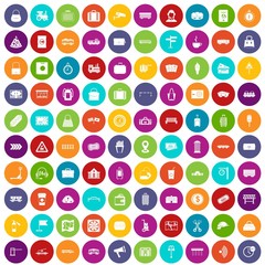 100 railway icons set color