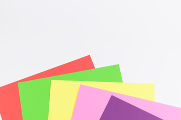 Colorful empty papers sheets on white background