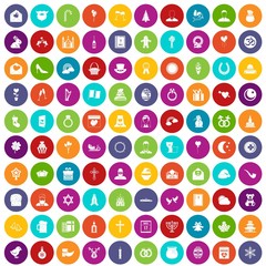 100 religious festival icons set color