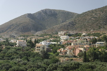 деревни на склоне горы Харакас. Греция, остров Крит