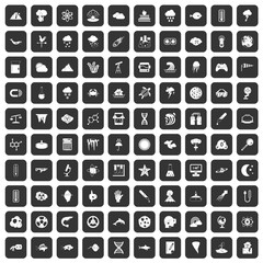 100 research icons set black