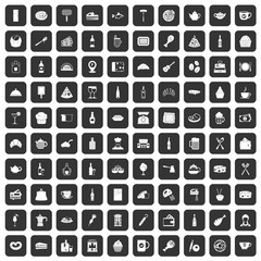 100 restaurant icons set black