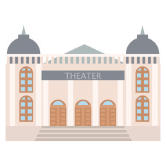 Fototapeta premium Dramatic theatre building icon, vector illustration flat style design isolated on white. Colorful graphics