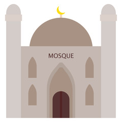 Muslim Mosque building icon, vector illustration flat style design isolated on white. Colorful graphics