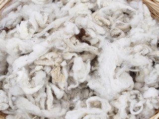 White wool without carding texture