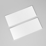 Mock up blank white template gift voucher card on the grey background. For graphic design or presentation, 3D rendering illustration.