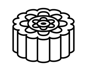 Mooncake or moon cake for the Mid-Autumn Festival line art vector icon for food apps and websites