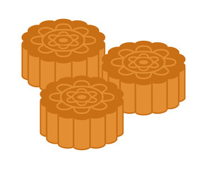 Mooncakes or moon cakes for the Mid-Autumn Festival flat vector color icon for food apps and websites