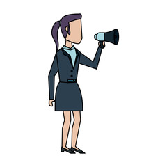 business woman holding megaphone avatar icon image vector illustration design 