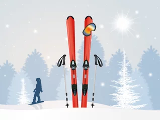 Gordijnen ski in the snow © adrenalinapura