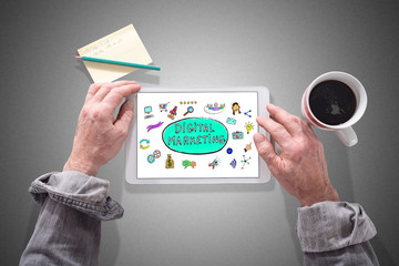 Digital marketing concept on a tablet