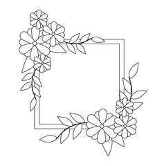 decorative frame with flowers icon