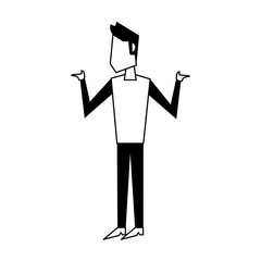 man talking and moving arms avatar icon image vector illustration design  black and
