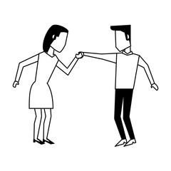 man and woman avatar dancing icon image vector illustration design  black and