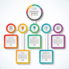 Fototapeta premium Infographic banner with 5 options. Vector template. Can be used as chart, diagram, graph, table, workflow layout for web, report, business presentation