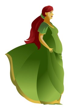 fat obese pregnant redhead woman