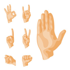 Hands deaf-mute different gestures human arm people communication message vector illustration.