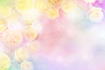yellow rose flower frame vintage color filters, background for valentine or wedding card 