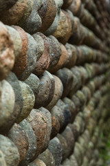 Full Frame Shot Of Pebble Wall in Lishui,Zhejiang province,China.