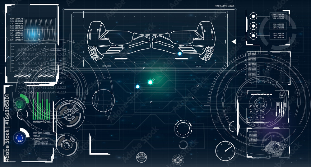 Aufkleber futuristic user interface for gyroscooter. abstract virtual graphic touch user interface. hud. hi-te