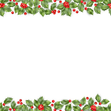 Seamless border from Christmas holly berry. EPS 10 vector